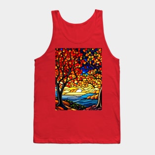 Stained Glass River Running Amid Autumn Foliage Tank Top